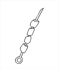 Barbecue. The original version. Doodle. Black and white image. Minimalism.