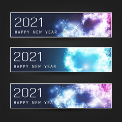 Set of Horizontal Christmas, New Year Headers or Banners - 2021