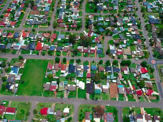 Obraz premium Panoramic drone aerial view over St Clair Sydney western suburbs NSW Australia