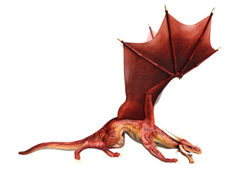 Naklejka premium 3D Rendering Fairy Tale Dragon on White