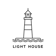 lighthouse line art style logo design. simple vector design outline lighthouse isolated on white background