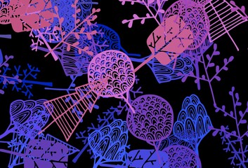 Dark Blue, Red vector natural backdrop with trees, branches.