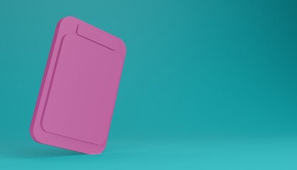3d rendered  blue-green background with Pink smartphone . Device screen mockup on minimal background for presentation or application design show.