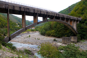 Beautiful aqueduct over the mountain river Chorokh.
