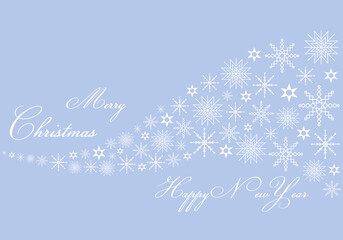 Christmas snowflakes frame or border. Winter silver snow background, minimal decoration on white, greeting card. New Year Holidays backdrop. Flake Vector illustration