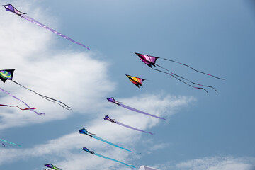 Kites with blue sky and white clouds