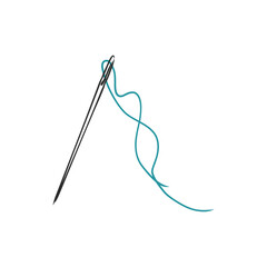 illustration of needle and thread on a white background. needle and thread vector sketch illustration