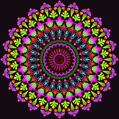 Ethnic mandala with colorful ornament.