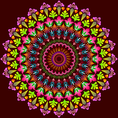 Ethnic mandala with colorful ornament.