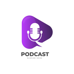 podcast gradient logo design template