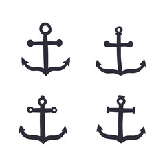 Nautical anchors set, hand drawn style