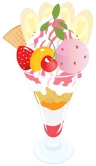 フルーツパフェのイラスト