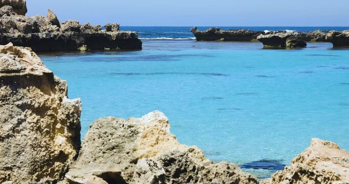 Little salmon bay snorkelling spots on Rottnest Island, Perth Australia. Tourism and lifestyle concepts.