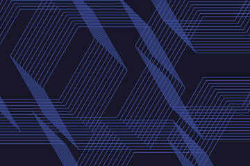 Abstract background pattern made with repeated lines forming hexagon / polygonal shapes. Modern, technological vector art in blue color.