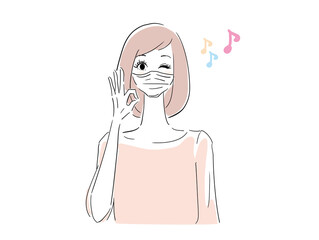 オッケー　マスク姿の可愛い女性