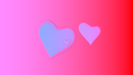 Fototapeta na wymiar Pink-blue 3d hearts on a pink background. Graphic illustration. Valentine's Day.