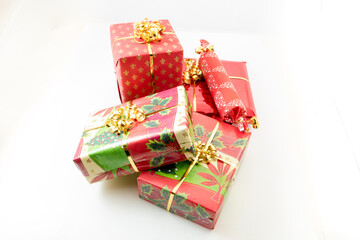 Christmas presents with white background