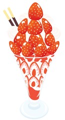 苺パフェのイラスト