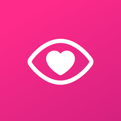 Eye with heart, vector logo icon
