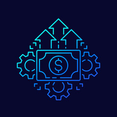 financial growth and efficiency icon, line vector