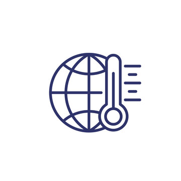 Global Warming Line Icon On White