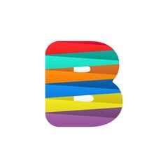 B letter logo with colorful diagonal lines. For brand label, Colorful Anniversary Celebration, creative poster and icon, multimedia ads and more