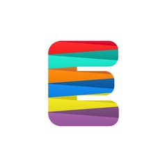 E letter logo with colorful diagonal lines. For brand label, Colorful Anniversary Celebration, creative poster and icon, multimedia ads and more