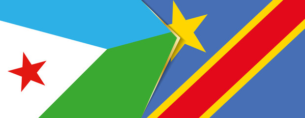 Fototapeta na wymiar Djibouti and DR Congo flags, two vector flags.