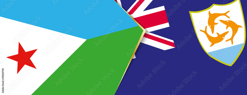 Poster djibouti and anguilla flags, two vector flags.