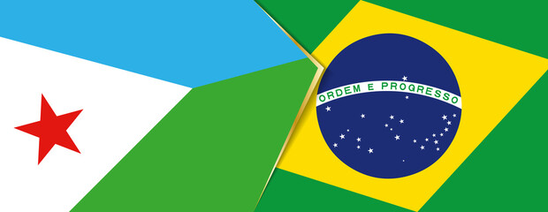 Djibouti and Brazil flags, two vector flags.