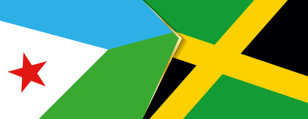 Djibouti and Jamaica flags, two vector flags.