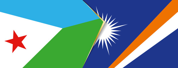 Djibouti and Marshall Islands flags, two vector flags.