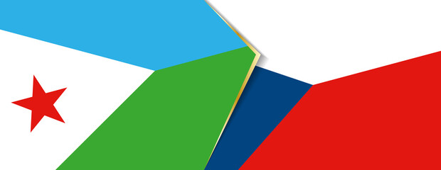 Djibouti and Czech Republic flags, two vector flags.