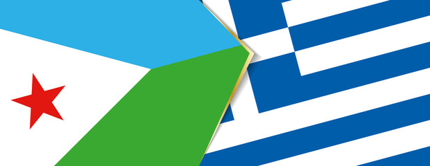 Djibouti and Greece flags, two vector flags.