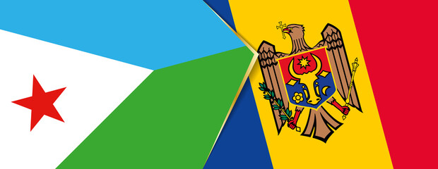 Djibouti and Moldova flags, two vector flags.