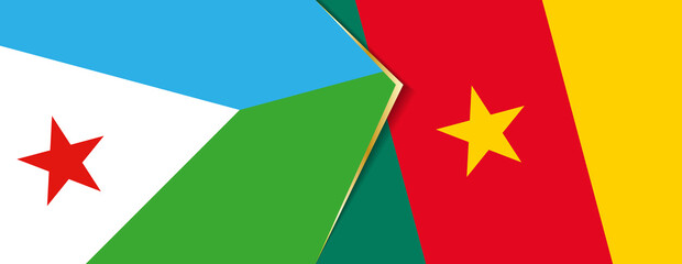Djibouti and Cameroon flags, two vector flags.