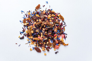 black tea with fruits and petals