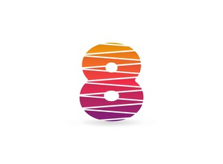 8 number trendy gradient color logo with diagonal lines. Sliced design perfect for creative poster, brand label, social media , corporate identity and more