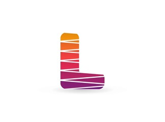 L letter trendy gradient color logo with diagonal lines. Sliced design perfect for creative poster, brand label, social media , corporate identity and more