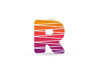 R letter trendy gradient color logo with diagonal lines. Sliced design perfect for creative poster, brand label, social media , corporate identity and more