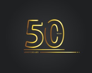 50 Year Anniversary celebration with golden color vector number