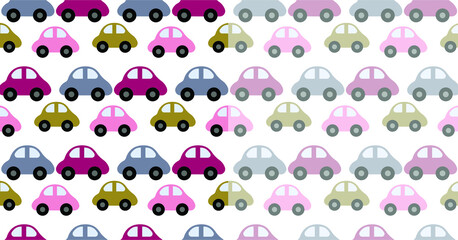 vector pattern of multicolor cars. seamless pattern of childrens cars in bright colors.
