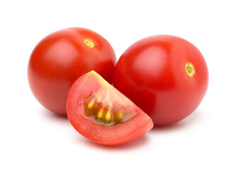 Tomatoes and slices isolated on a white background..