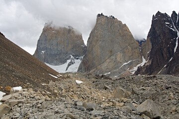 View of Tres Torres, Torres del Paine National Park. Patagonia. Chile. South America.