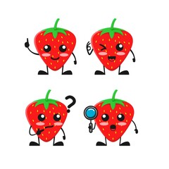 vector illustration of cute strawberry fruit have idea theme bundle set. cute strawberry fruit Concept White Isolated. Flat Cartoon Style Suitable for Landing Page, Banner, flyer, Sticker.
