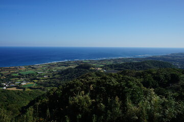 Fototapeta premium Scenic view from Amagakura observatory, in Tanegashima island, Kagoshima, Japan - 鹿児島県 種子島 天女ヶ倉 展望台からの眺望 