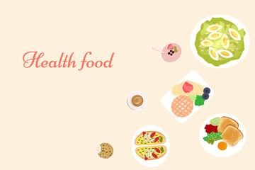 A healthy breakfast consists of several dishes. vector graphics