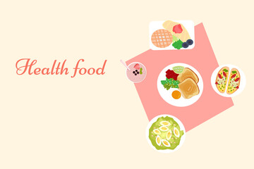 A healthy breakfast consists of several dishes. vector graphics