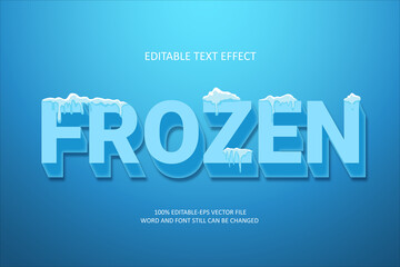 Blue Frozen. Editable text effect 