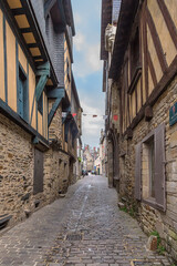 Vitre, France. Medieval street in the old town